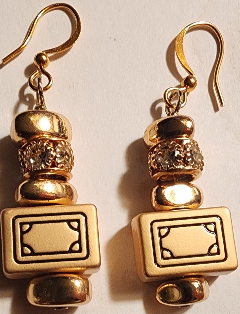 Mahjong Gold-Tone Drop Earrings with Crystal Rondelle Accents New With Out Tag.